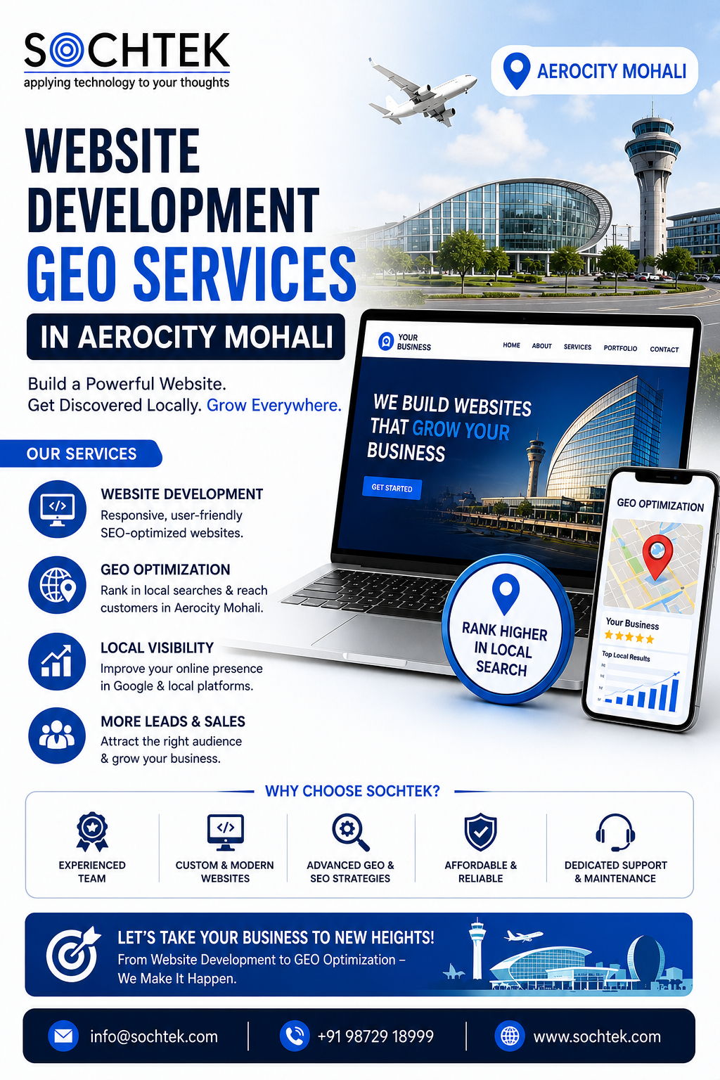 Website development and GEO services in Aerocity Mohali.